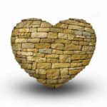 Heart shaped stone wall design.