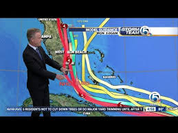 Weather forecast with hurricane tracking map.