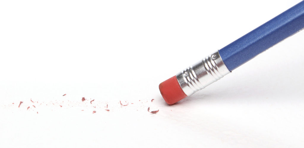 A pencil with red tip and white background