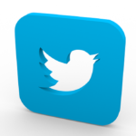 Twitter logo in blue square design.