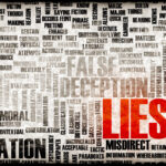 Words related to deception and lies background.