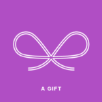 A purple square with the word " gift " written in it.